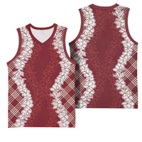 Hawaii Aloha Plumeria Lei Scarlet Palaka Basketball Jersey - Polynesian Pride
