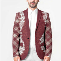Hawaii Aloha Plumeria Lei Scarlet Palaka Blazer LT7 - Polynesian Pride