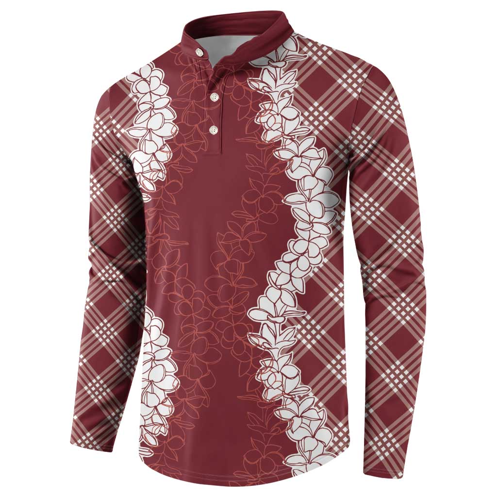 Hawaii Aloha Plumeria Lei Scarlet Palaka Button Sweatshirt - Polynesian Pride