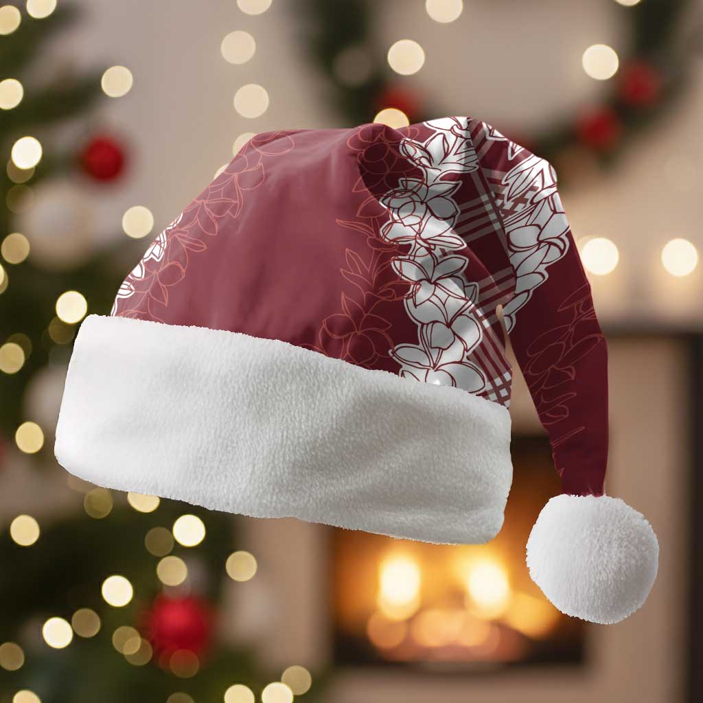 Hawaii Aloha Plumeria Lei Scarlet Palaka Christmas Santa Hat - Polynesian Pride