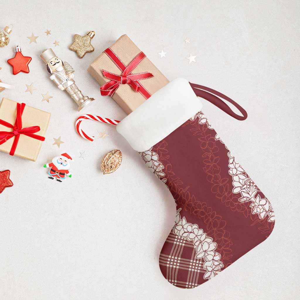 Hawaii Aloha Plumeria Lei Scarlet Palaka Christmas Stocking - Polynesian Pride