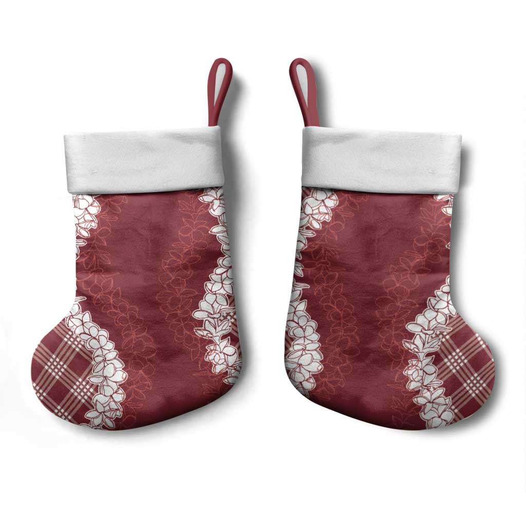 Hawaii Aloha Plumeria Lei Scarlet Palaka Christmas Stocking - Polynesian Pride