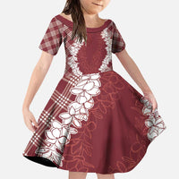 Hawaii Aloha Plumeria Lei Scarlet Palaka Family Matching Puletasi and Hawaiian Shirt - Polynesian Pride