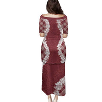 Hawaii Aloha Plumeria Lei Scarlet Palaka Family Matching Puletasi and Hawaiian Shirt - Polynesian Pride