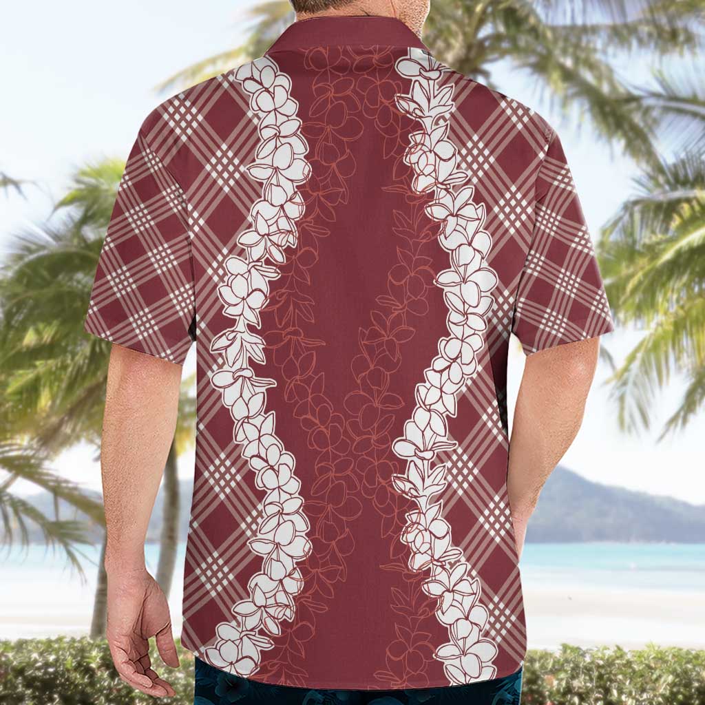 Hawaii Aloha Plumeria Lei Scarlet Palaka Hawaiian Shirt - Polynesian Pride