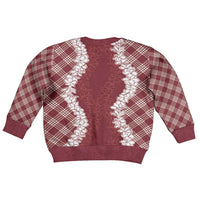 Hawaii Aloha Plumeria Lei Scarlet Palaka Kid Ugly Christmas Sweater - Polynesian Pride