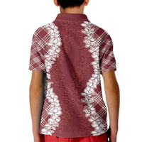 Hawaii Aloha Plumeria Lei Scarlet Palaka Kid Polo Shirt - Polynesian Pride