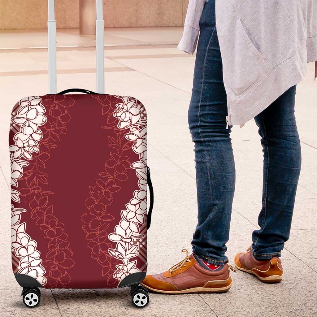 Hawaii Aloha Plumeria Lei Scarlet Palaka Luggage Cover - Polynesian Pride