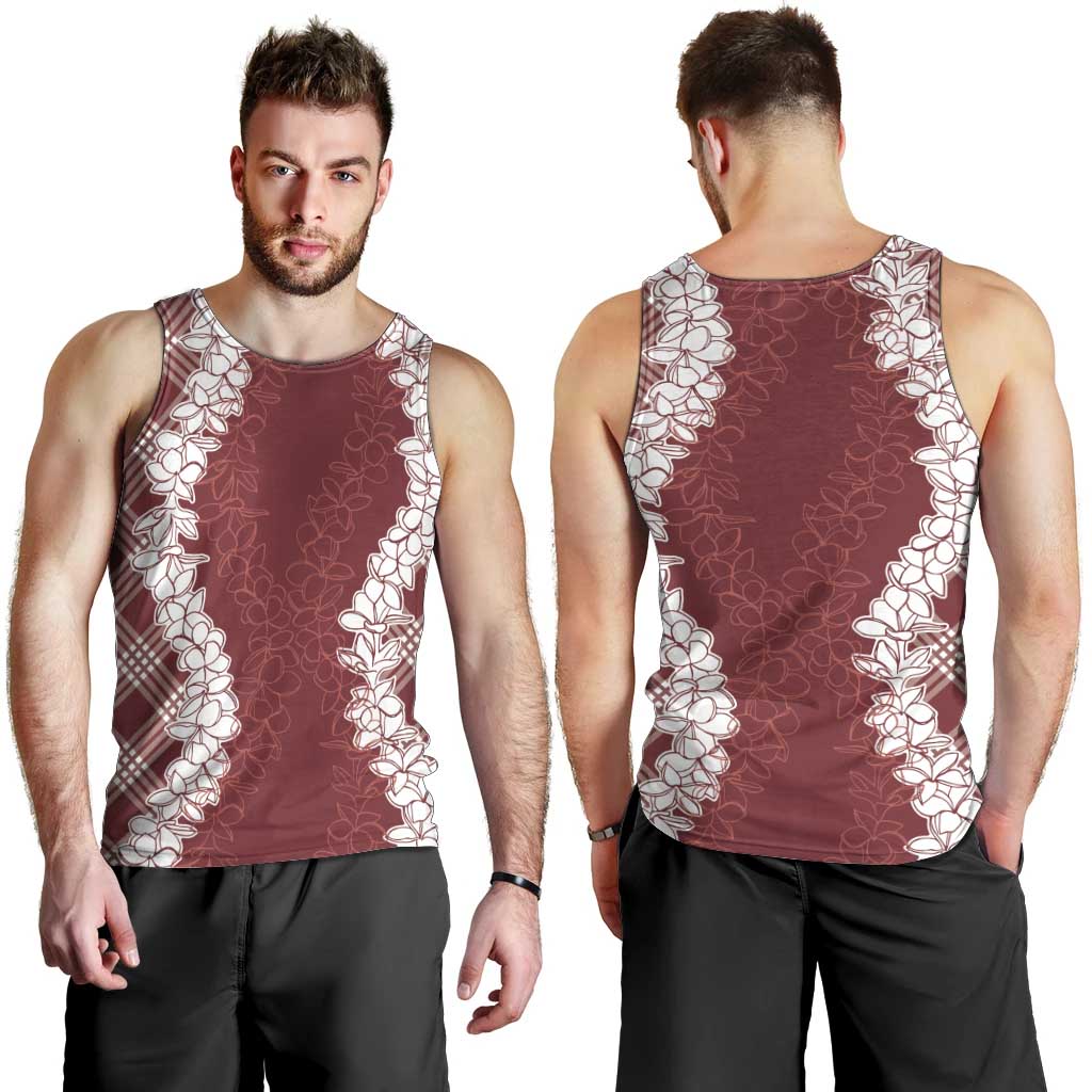 Hawaii Aloha Plumeria Lei Scarlet Palaka Men Tank Top - Polynesian Pride