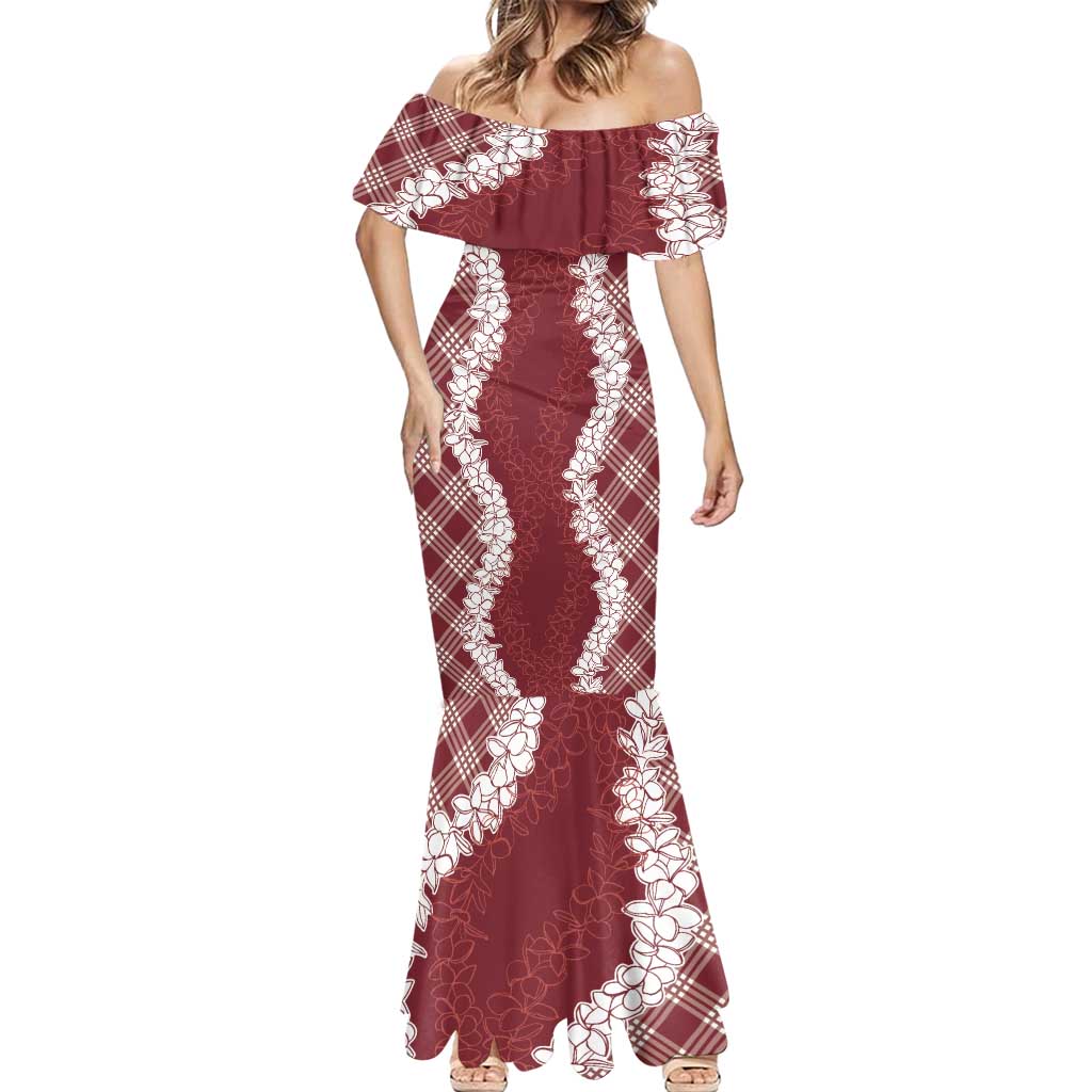 Hawaii Aloha Plumeria Lei Scarlet Palaka Mermaid Dress - Polynesian Pride