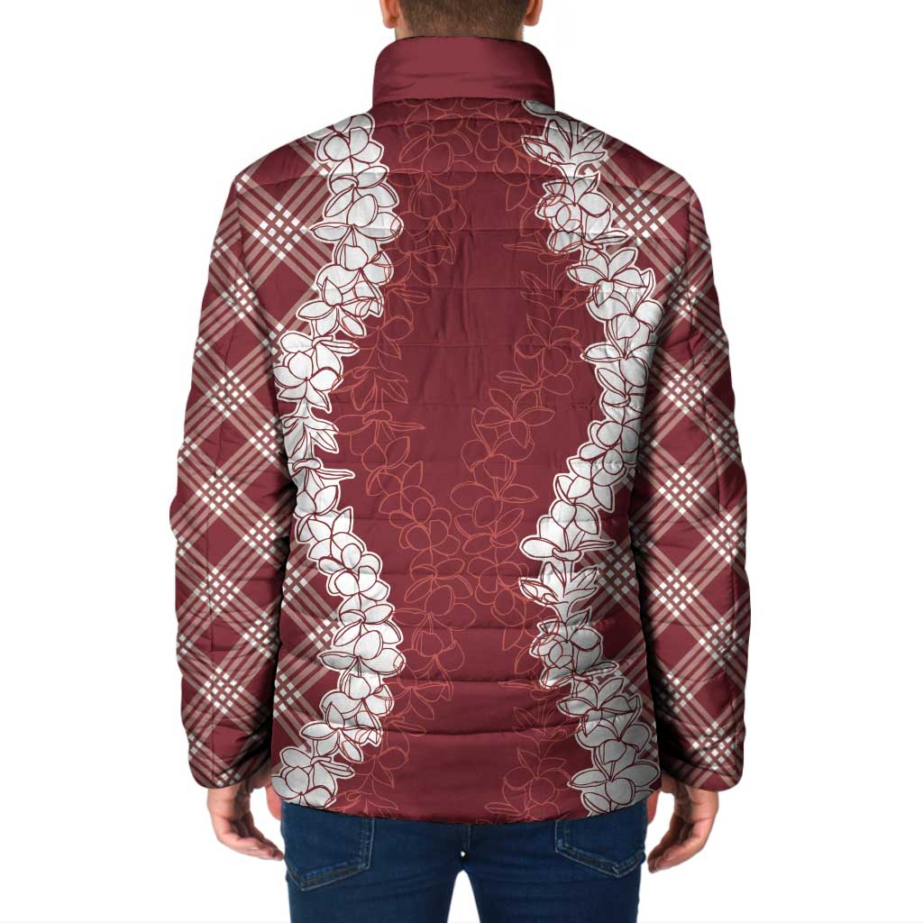 Hawaii Aloha Plumeria Lei Scarlet Palaka Padded Jacket - Polynesian Pride
