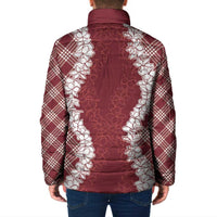Hawaii Aloha Plumeria Lei Scarlet Palaka Padded Jacket - Polynesian Pride