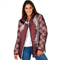 Hawaii Aloha Plumeria Lei Scarlet Palaka Padded Jacket - Polynesian Pride