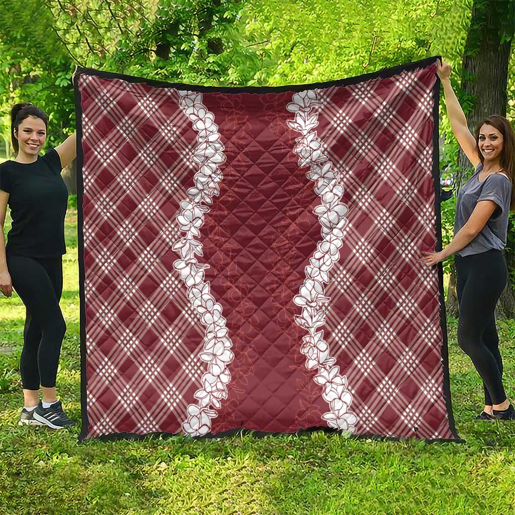 Hawaii Aloha Plumeria Lei Scarlet Palaka Quilt - Polynesian Pride