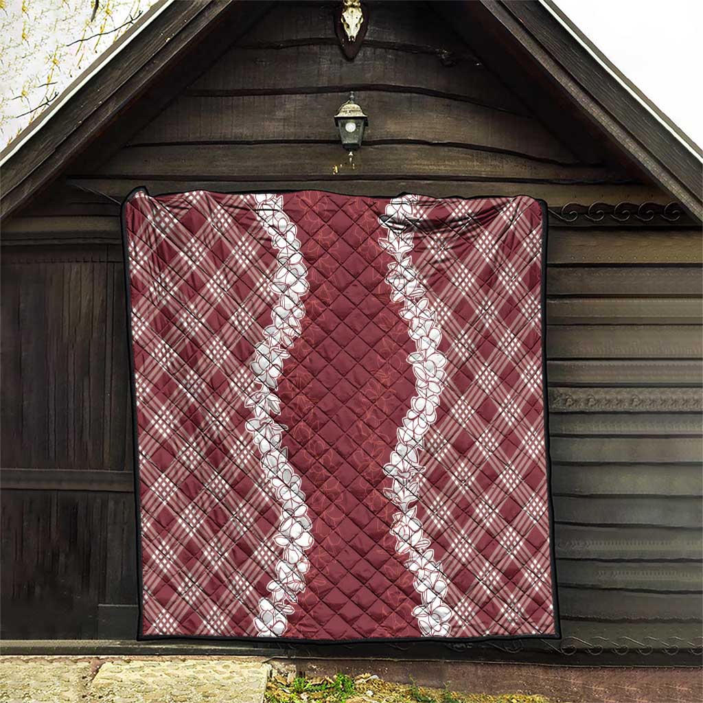Hawaii Aloha Plumeria Lei Scarlet Palaka Quilt - Polynesian Pride