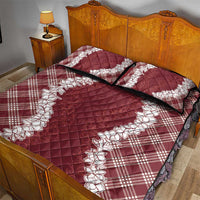 Hawaii Aloha Plumeria Lei Scarlet Palaka Quilt Bed Set - Polynesian Pride