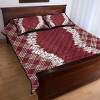 Hawaii Aloha Plumeria Lei Scarlet Palaka Quilt Bed Set - Polynesian Pride
