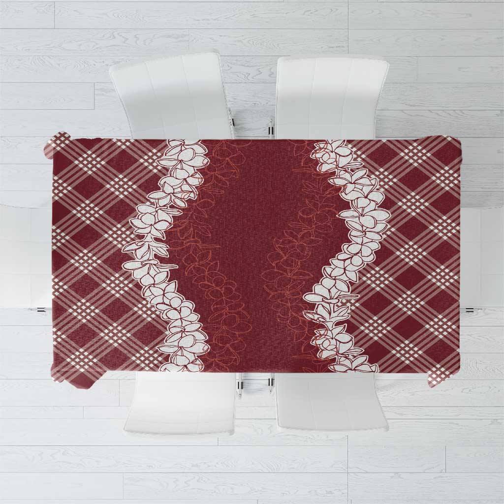 Hawaii Aloha Plumeria Lei Scarlet Palaka Tablecloth LT7 Scarlet - Polynesian Pride