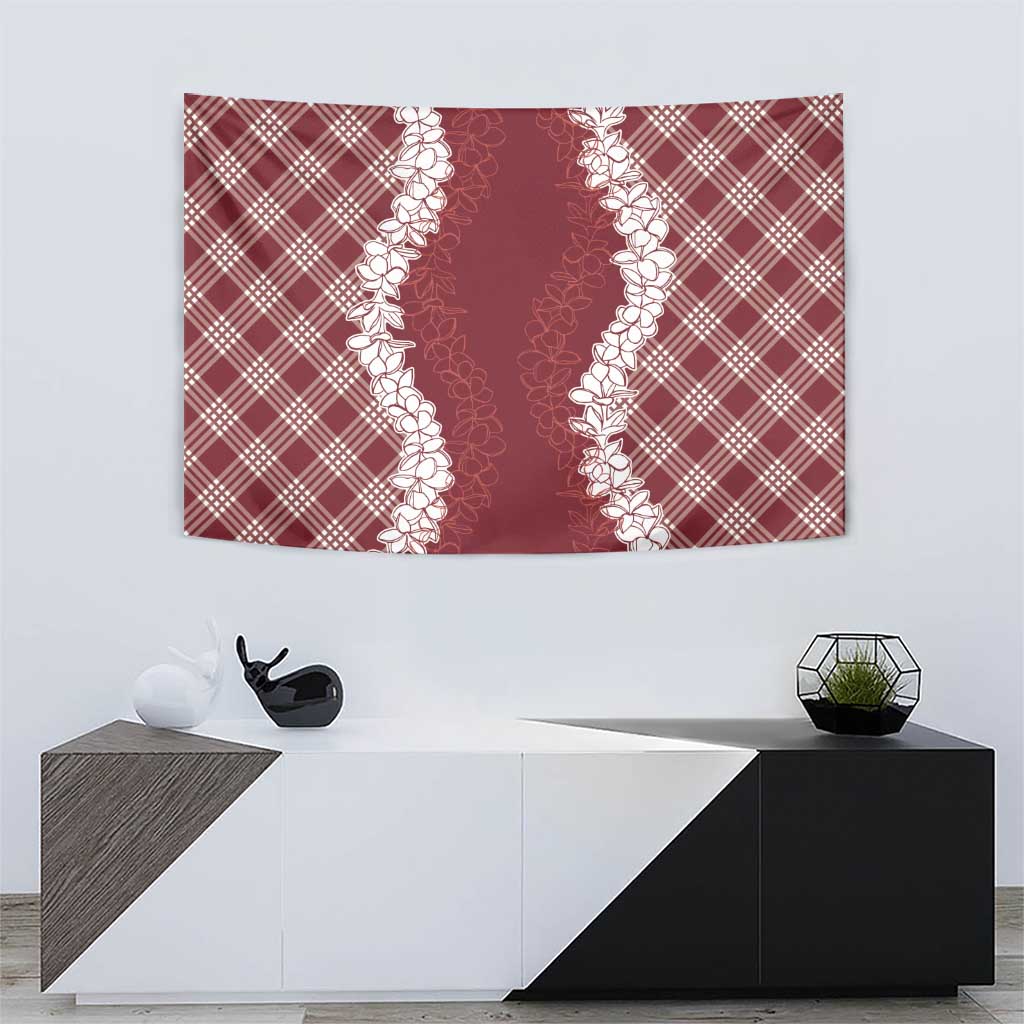Hawaii Aloha Plumeria Lei Scarlet Palaka Tapestry LT7 - Polynesian Pride