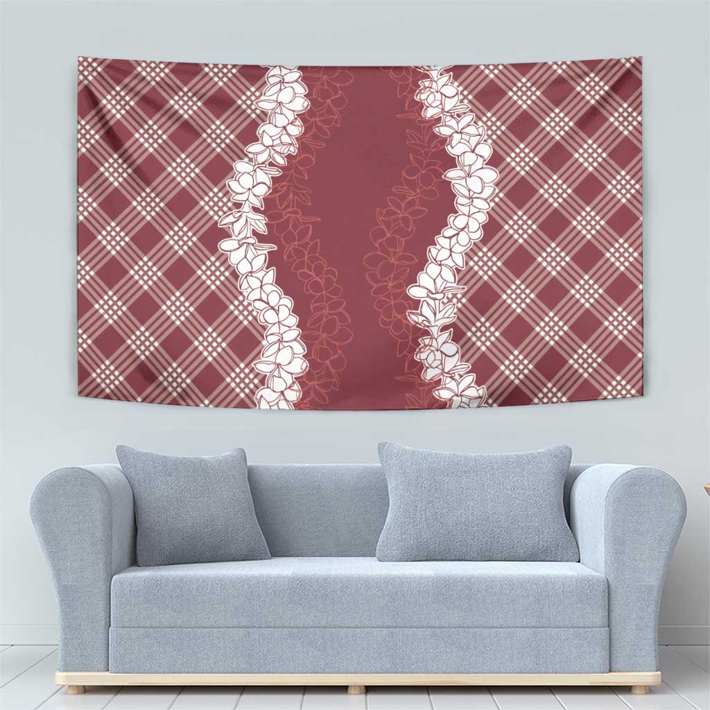 Hawaii Aloha Plumeria Lei Scarlet Palaka Tapestry LT7 - Polynesian Pride
