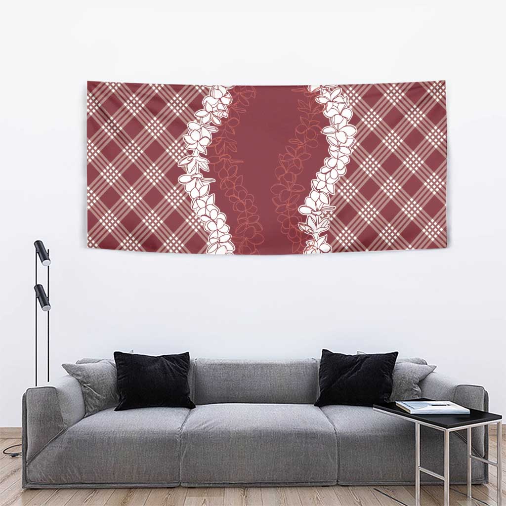 Hawaii Aloha Plumeria Lei Scarlet Palaka Tapestry LT7 - Polynesian Pride