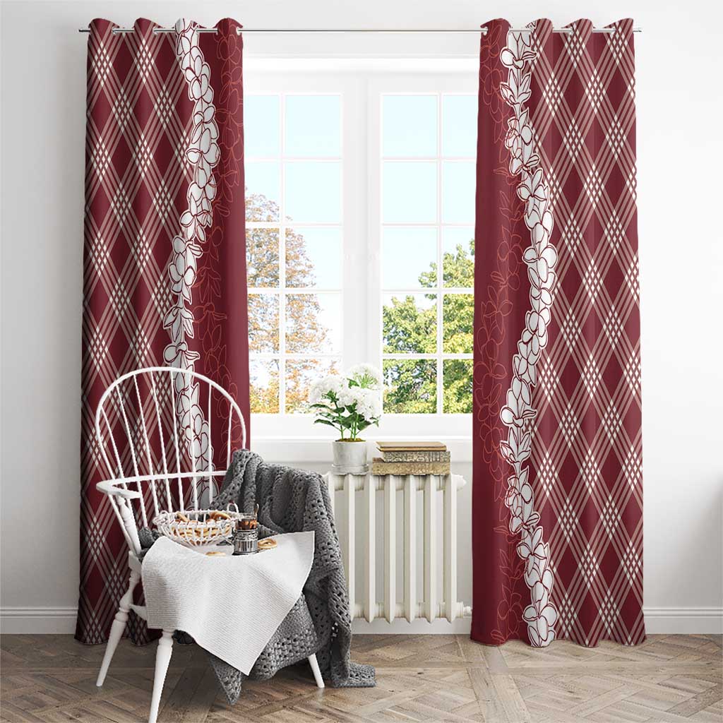 Hawaii Aloha Plumeria Lei Scarlet Palaka Window Curtain - Polynesian Pride