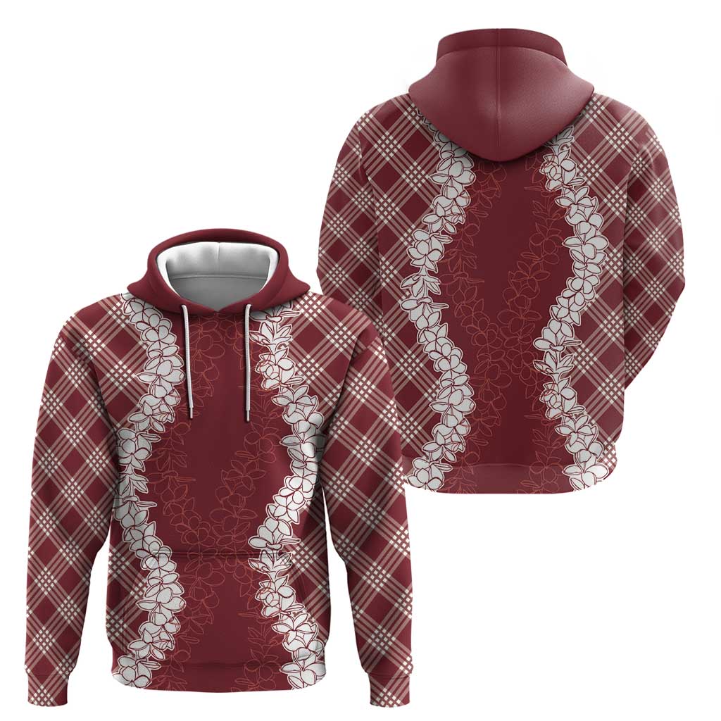 Hawaii Aloha Plumeria Lei Scarlet Palaka Zip Hoodie - Polynesian Pride