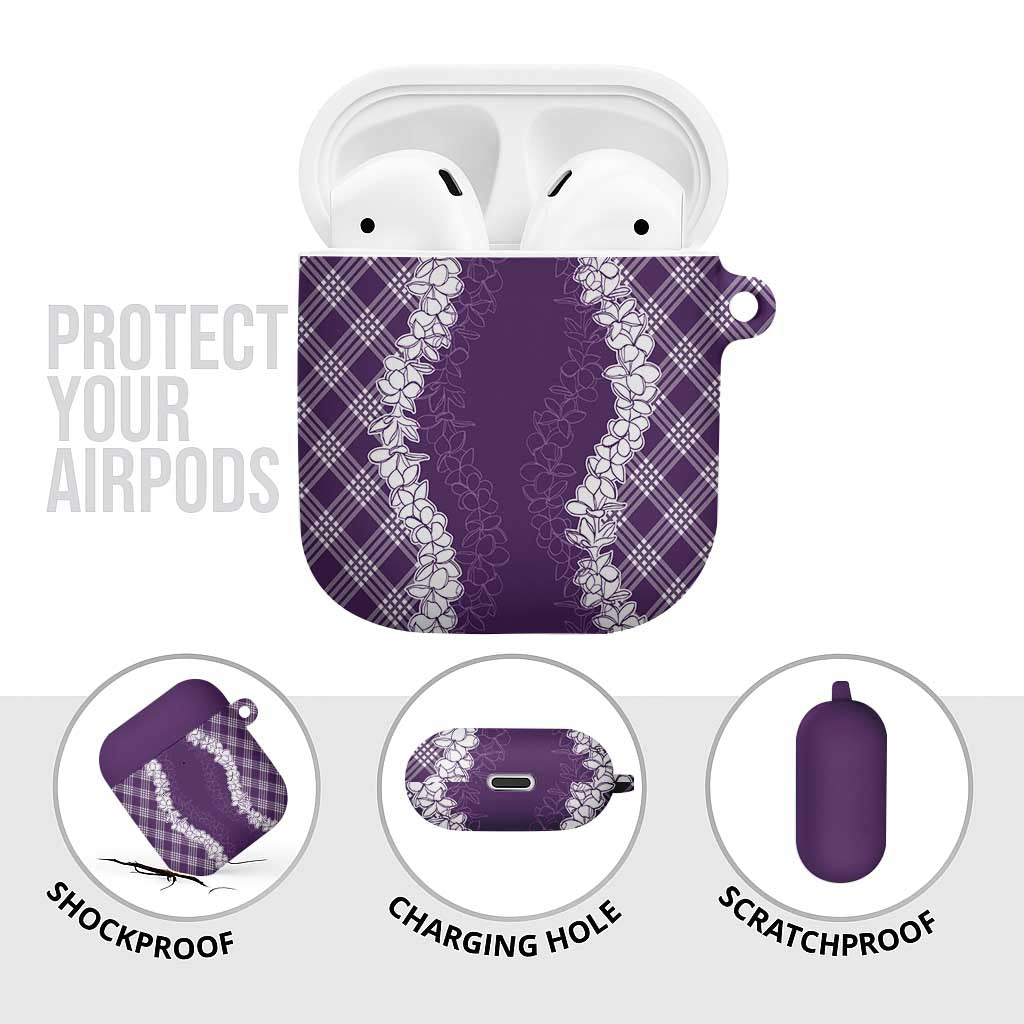 Hawaii Aloha Plumeria Lei Violet Palaka AirPods Case - Polynesian Pride