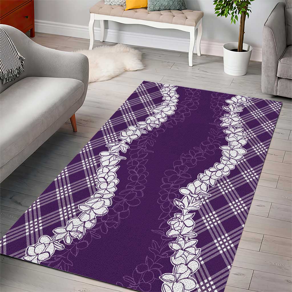 Hawaii Aloha Plumeria Lei Violet Palaka Area Rug - Polynesian Pride