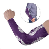 Hawaii Aloha Plumeria Lei Violet Palaka Arm Sleeves LT7 Set of 2 Violet - Polynesian Pride