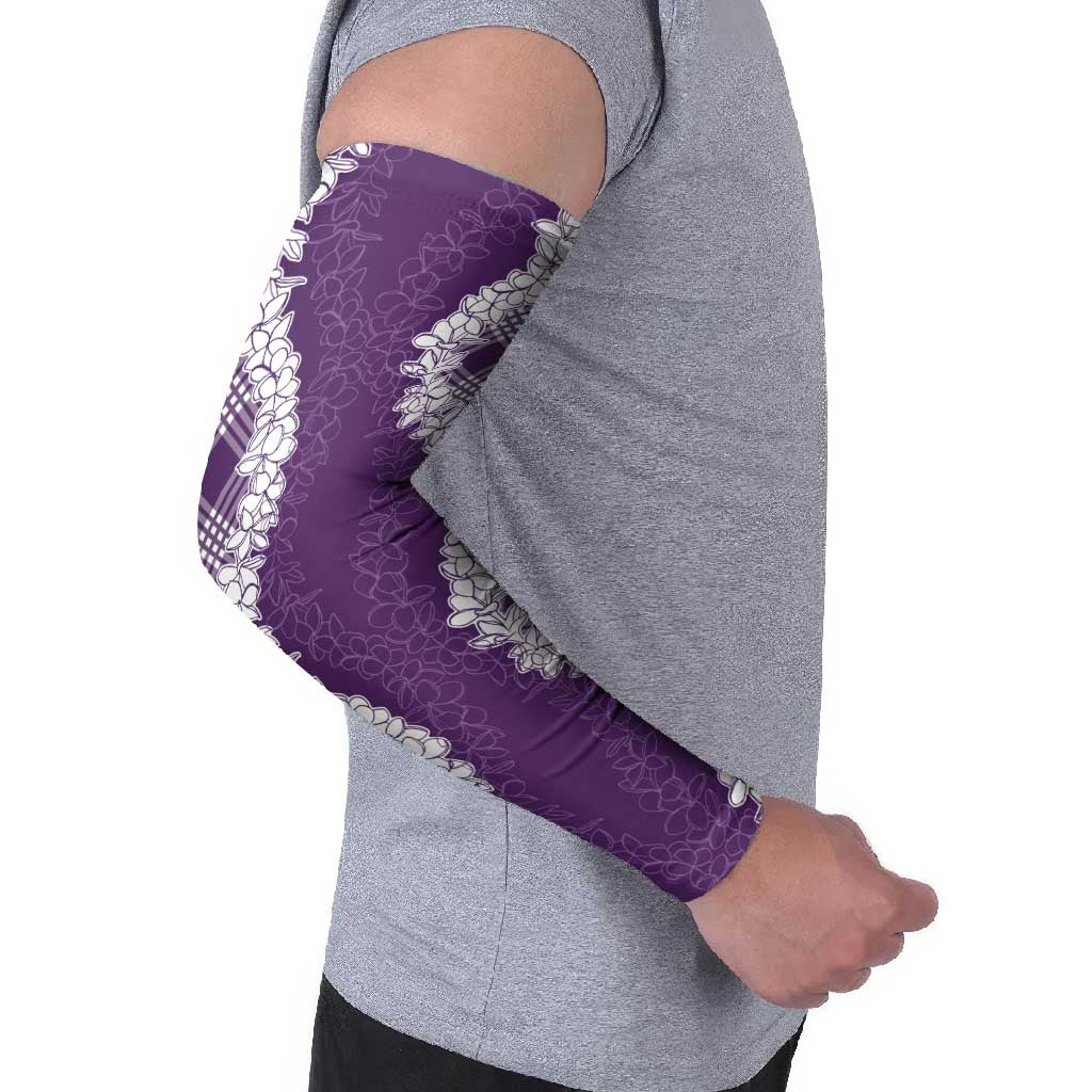 Hawaii Aloha Plumeria Lei Violet Palaka Arm Sleeves LT7 - Polynesian Pride