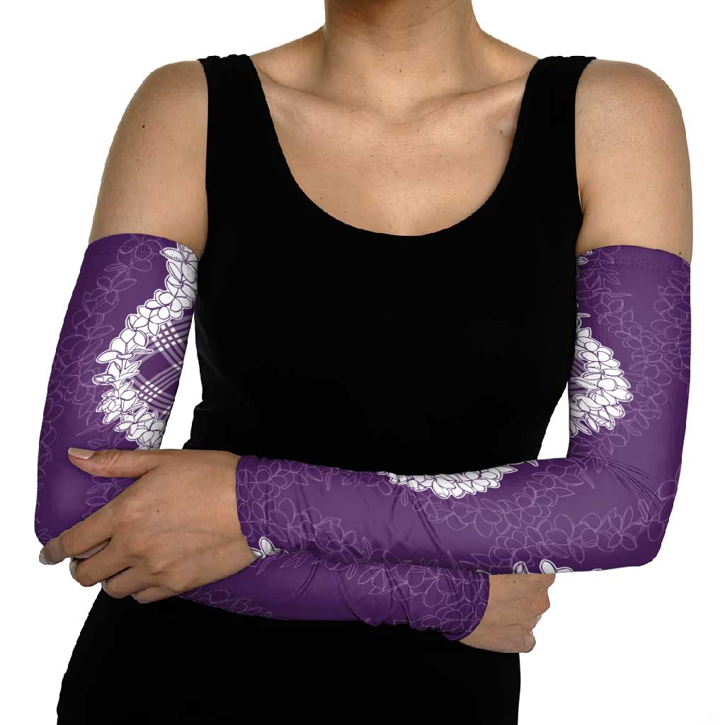 Hawaii Aloha Plumeria Lei Violet Palaka Arm Sleeves LT7 - Polynesian Pride