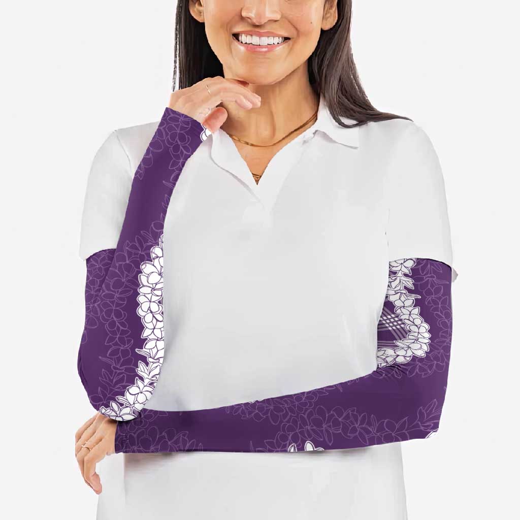 Hawaii Aloha Plumeria Lei Violet Palaka Arm Sleeves LT7 - Polynesian Pride