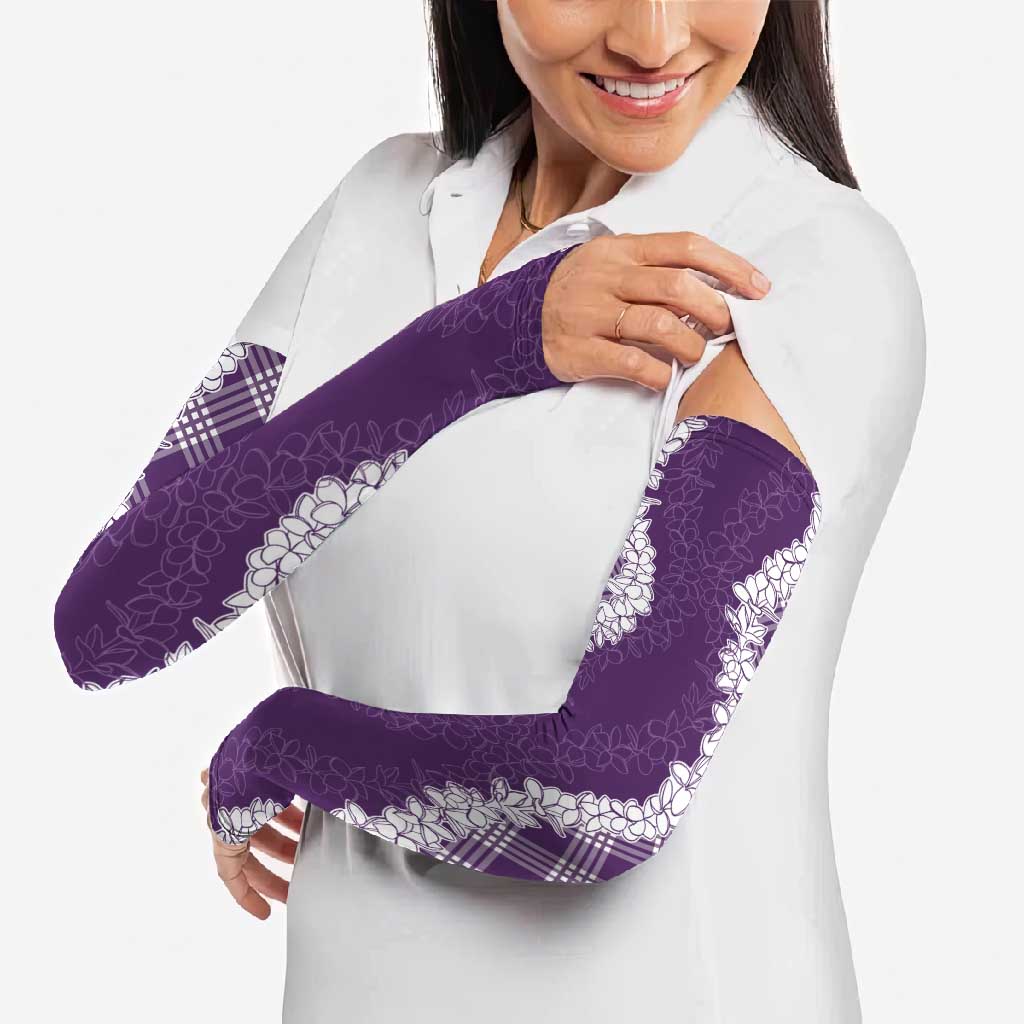Hawaii Aloha Plumeria Lei Violet Palaka Arm Sleeves LT7 - Polynesian Pride