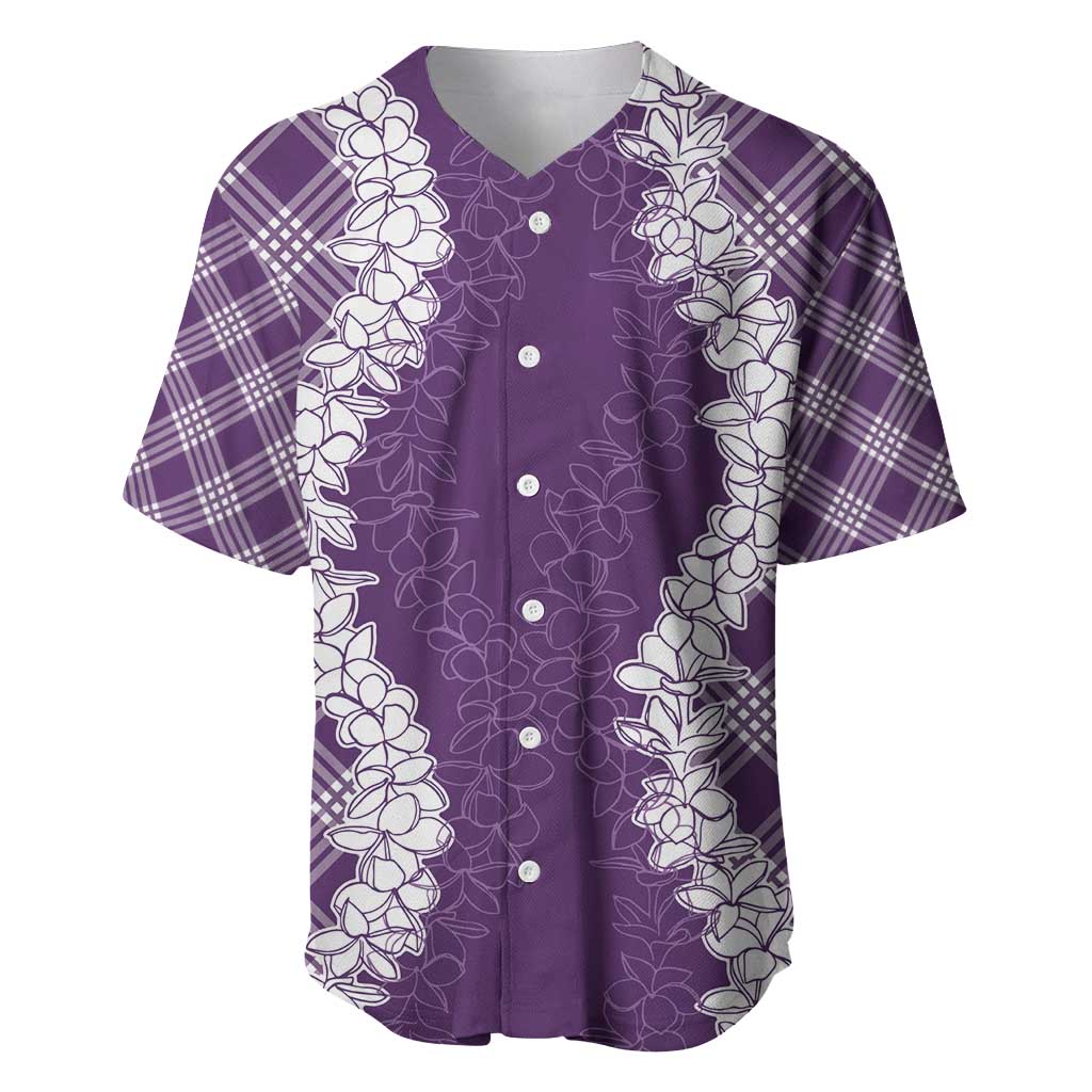 Hawaii Aloha Plumeria Lei Violet Palaka Baseball Jersey LT7 Violet - Polynesian Pride