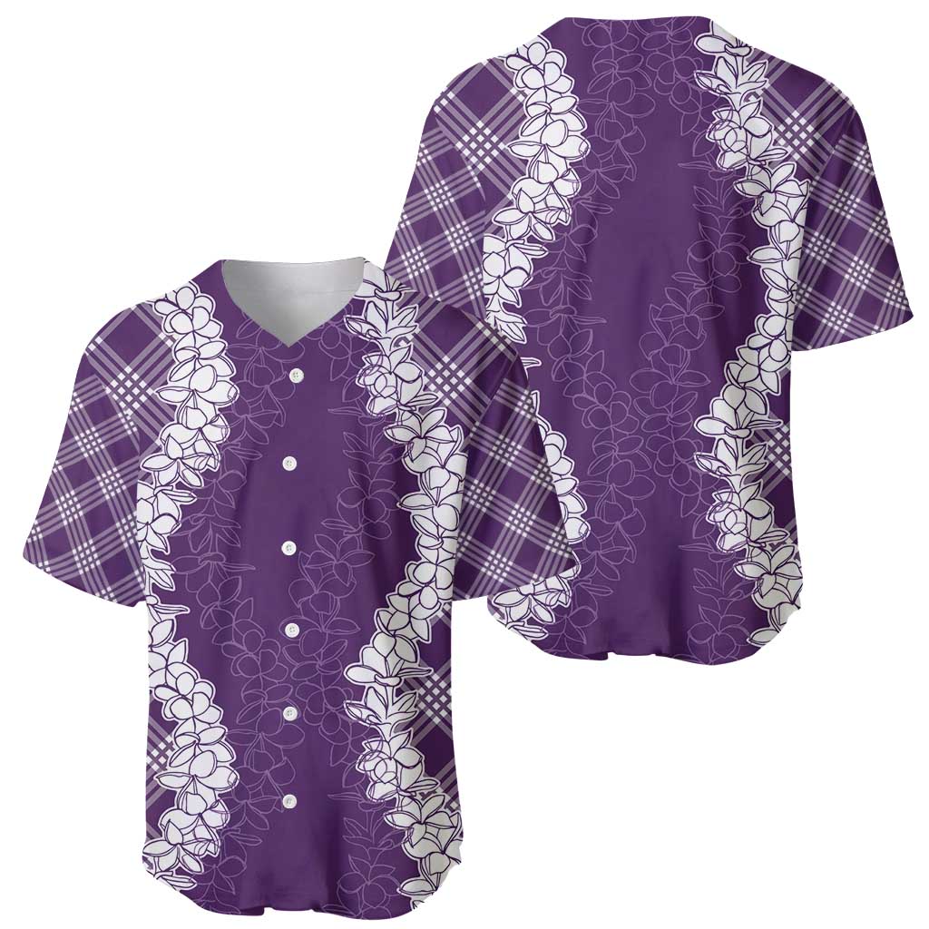 Hawaii Aloha Plumeria Lei Violet Palaka Baseball Jersey LT7 - Polynesian Pride