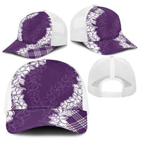 Hawaii Aloha Plumeria Lei Violet Palaka Baseball Net Cap - Polynesian Pride