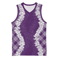 Hawaii Aloha Plumeria Lei Violet Palaka Basketball Jersey - Polynesian Pride