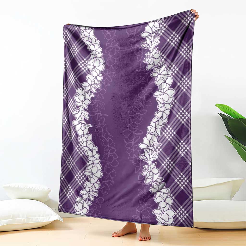 Hawaii Aloha Plumeria Lei Violet Palaka Blanket LT7 - Polynesian Pride