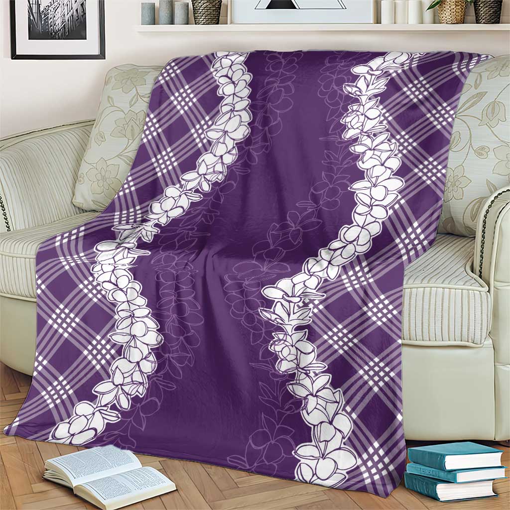 Hawaii Aloha Plumeria Lei Violet Palaka Blanket LT7 - Polynesian Pride