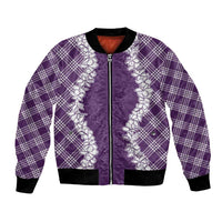 Hawaii Aloha Plumeria Lei Violet Palaka Bomber Jacket LT7 Unisex Violet - Polynesian Pride