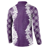 Hawaii Aloha Plumeria Lei Violet Palaka Button Sweatshirt - Polynesian Pride