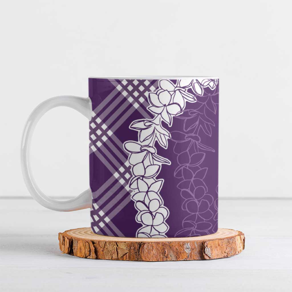 Hawaii Aloha Plumeria Lei Violet Palaka Ceramic Mug - Polynesian Pride