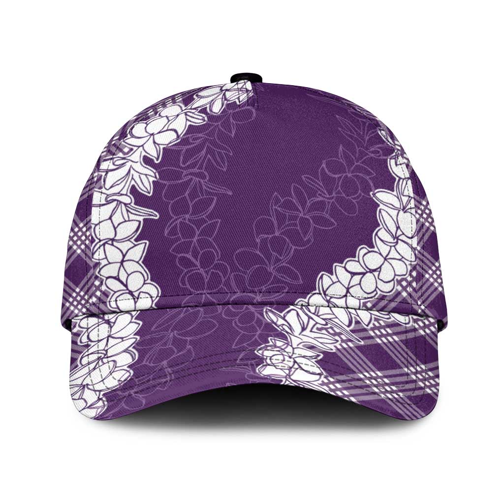 Hawaii Aloha Plumeria Lei Violet Palaka Classic Cap - Polynesian Pride
