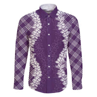 Hawaii Aloha Plumeria Lei Violet Palaka Family Matching Puletasi and Hawaiian Shirt - Polynesian Pride