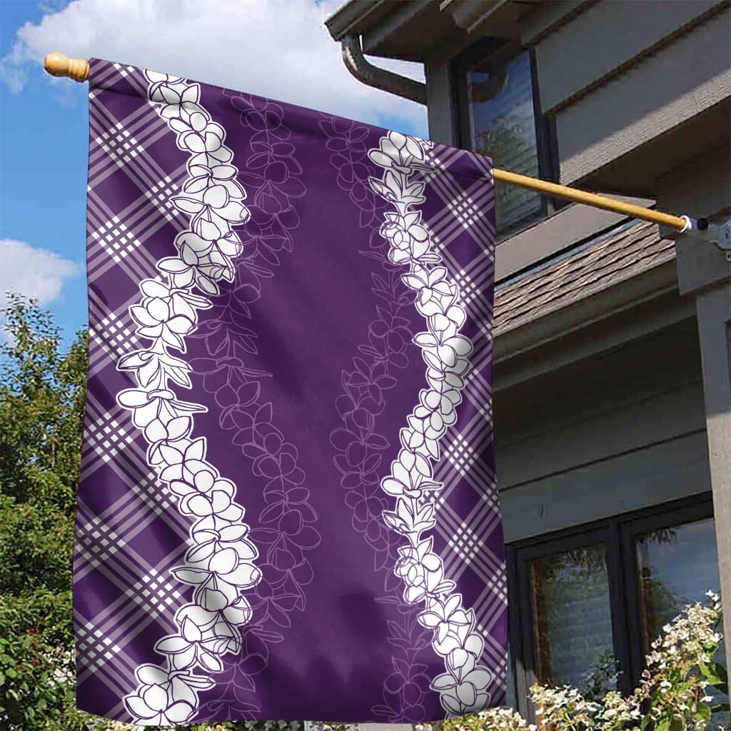 Hawaii Aloha Plumeria Lei Violet Palaka Garden Flag LT7 - Polynesian Pride