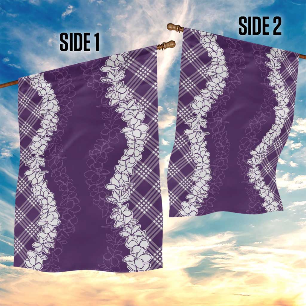 Hawaii Aloha Plumeria Lei Violet Palaka Garden Flag LT7 - Polynesian Pride