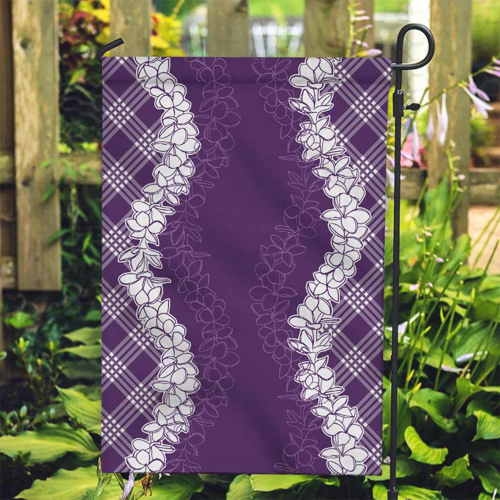 Hawaii Aloha Plumeria Lei Violet Palaka Garden Flag LT7 Garden Flag Violet - Polynesian Pride