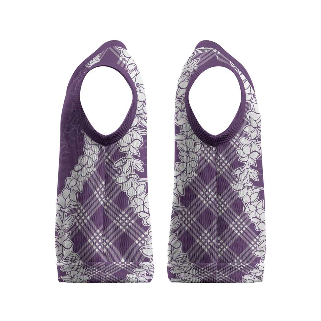 Hawaii Aloha Plumeria Lei Violet Palaka Christmas Knitted V-Neck Vest - Polynesian Pride