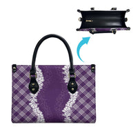 Hawaii Aloha Plumeria Lei Violet Palaka Leather Bag - Polynesian Pride